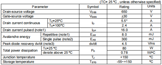6n65場效應管參數代換