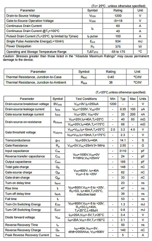 40n120參數,KSZ040N120A
