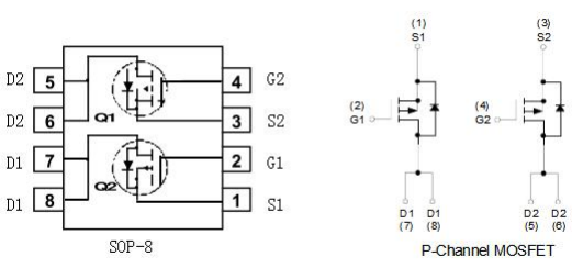 4953場效應管參數,4953參數引腳圖,PmosKIA4953-KIA MOS管