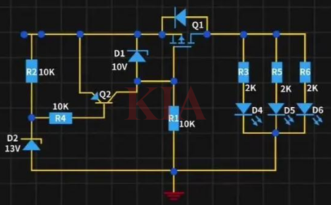 12v穩(wěn)壓電源電路圖,原理圖分享-KIA MOS管